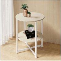 Living and Home White Small Round Coffee Table with 2 Tier