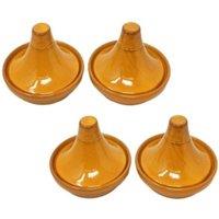 Verano Spanish Ceramics Selena Glazed Hand Dipped Kitchen Dining Set of 4 Mini Tagine Dip Dishes (D) 10cm in Orange