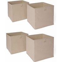 OHS Pack of 4 Plain Folding Storage Boxes in Beige