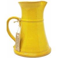 Verano Spanish Ceramics Selena Glazed Hand Dipped Kitchen Dining Large Flat Based Jug 1L (H) 20cm in Yellow