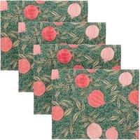 Paoletti Pomegranate Washable Set of 4 Abstract Placemats in Green