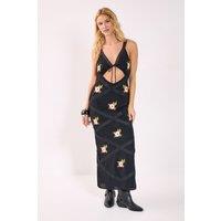 NastyGal Women's Embroidered Lace Trim Cut Out Maxi Dress in Black | Size: 12