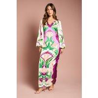 Coast Women's Long Sleeve Placement Print Midi Dress | Size: 8