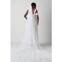 Coast Women's Premium Ruffle Hem Soft Tulle Cathedral Length Veil in Ivory