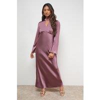 Oasis Women's Satin Cut Out Flare Sleeve Bias Midi Dress in Mauve | Size: 10