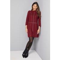 Wallis Women's Stud Knitted Dress in Burgundy | Size: Small