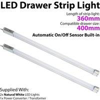 Loops 2x 400mm LED Drawer Strip Light AUTO ON/OFF PIR SENSOR Kitchen Cupboard Door
