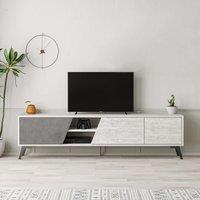 Decortie Fiona' Modern TV Unit Multimedia Centre 180cm in Off-White | Size: 2 Pack