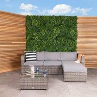 Charles Bentley L-Shaped 3 Seater Outdoor Rattan Furniture Lounge Set in Grey
