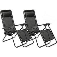 Gr8 Garden Set Of Zero Gravity Reclining Garden Chair Recliner Lounger in Black