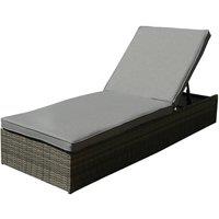 Charles Bentley Garden Waterproof Reclining Rattan Sun Lounger in Grey