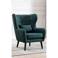 More4Homes Winslow Wing Back Fabric Occasional Button Back Modern Accent Armchair in Dark Green