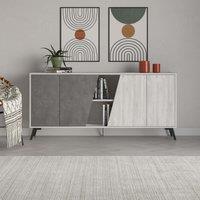 Decortie 2-Doors Sideboard 'Fiona' Metal Legs Storage Cabinet 180cm in Off-White | Size: 2 Pack