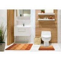 New Edge Blinds Aurora Collection Tonal Stripe 2 Piece Bath Set in Orange | Size: 45 cm width x 75 cm drop