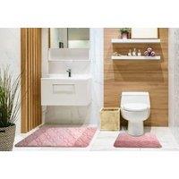 New Edge Blinds Aurora Collection Tonal Stripe 2 Piece Bath Set in Pink | Size: 45 cm width x 75 cm drop