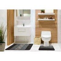 New Edge Blinds Aurora Collection Tonal Stripe 2 Piece Bath Set in Black | Size: 45 cm width x 75 cm drop