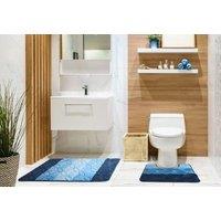 New Edge Blinds Aurora Collection Tonal Stripe 2 Piece Bath Set in Blue | Size: 45 cm width x 75 cm drop