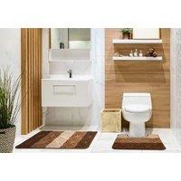 New Edge Blinds Aurora Collection Tonal Stripe 2 Piece Bath Set in Cream | Size: 45 cm width x 75 cm drop