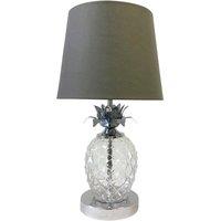 First Choice Lighting Chrome Pineapple Touch Lamp with Grey Shade in Silver
