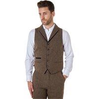 XPOSED Men's Dane Tweed Collar Waistcoat in Tan | Size: 40