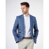 XPOSED Men's Tailored Fit Price Of Wales Check Suit Jacket Blazer in Pale Blue | Size: 42