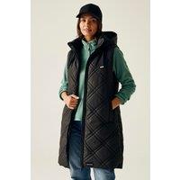 Regatta Women's Rurietta Hooded Padded Longline Gilet in Jet Black | Size: 10
