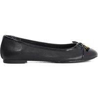 Dune London Women's Wide Fit 'Hallo' Leather Ballet Pumps in Black | Size: 6