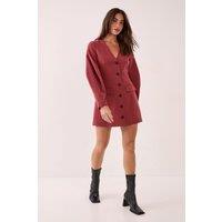 NastyGal Women's Tailored Cocoon Sleeve Button Through Mini Blazer Dress in Tobacco | Size: 6