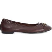 Dune London Women's Wide Fit 'Hallo' Leather Ballet Pumps in Burgundy | Size: 4