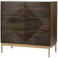 Jaipur Furniture Ltd Zaine Carving 3 Drawer Chest - Mango Wood - L40 x W81.5 x H80.5 cm - Dark Finish - Assembly Required in Brown
