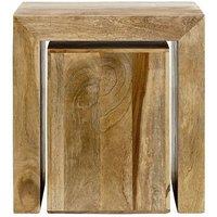Jaipur Furniture Ltd Cube Nest Tables - Mango Wood - L35 x W50 x H54 cm - Light Finish in Brown