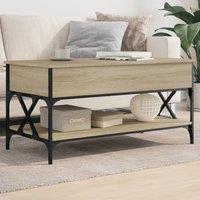 Berkfield Home Coffee Table Sonoma Oak 100x50x50 cm Engineered Wood & Metal in Brown | Size: 100 x 50 x 50 cm