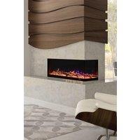 Living and Home 46inch L-Shaped Electric Fireplace - WiFi Control, LED Display, Resin Logs & Crystal Stones with Heating in Black