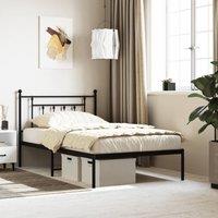 Berkfield Home Metal Bed Frame with Headboard Black 107x203 cm
