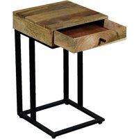 Jaipur Furniture Ltd Ravi Iron Base 1 Drawer Small Side Table - Mango Wood - L30 x W30 x H50 cm - Mango Light Finish in Brown