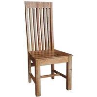 Jaipur Furniture Ltd Geneva Long Back Solid Seat Chair (Set of 2) - Mango Wood - Light Finish in Brown