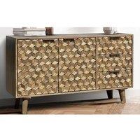 Jaipur Furniture Ltd Geometric Medium Sideboard - Mango Wood - L40 x W137 x H77 cm - Light Finish - Assembly Required in Brown