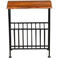 Jaipur Furniture Ltd Ganga Iron Magazine Rack - Sheesham Wood - L20 x W50 x H40 cm - Honey Dark Finish in Black