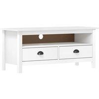 Berkfield Home TV Cabinet Hill White 110x40x47 cm Solid Pine Wood | Size: 110 x 40 x 47 cm