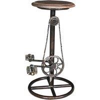 Jaipur Furniture Ltd Wow Cycle Stool with Wooden Top - Mango Wood/Iron - L41 x W38 x H75 cm - Coffee Finish in Brown