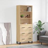 Berkfield Home Highboard Sonoma Oak 69.5x34x180 cm Engineered Wood in Brown