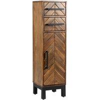 Jaipur Furniture Ltd Parquet 1 Door 2 Drawer Cabinet - Mango Wood/Iron - L30 x W30 x H110 cm - PP Finish in Brown