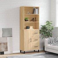 Berkfield Home Highboard Sonoma Oak 69.5x34x180 cm Engineered Wood in Brown