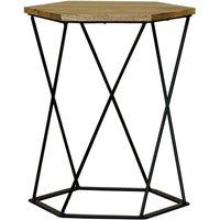 Jaipur Furniture Ltd Ravi Hexagnol Lamp Table with Iron base - Mango Wood/Iron - L41 x W36 x H48 cm - Mango Light Finish in Brown