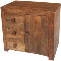 Jaipur Furniture Ltd 3 Drawer Sideboard - Mango Wood - L35 x W85 x H75 cm - Dark Finish in Brown