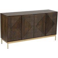 Jaipur Furniture Ltd Zaine Carving 4 Door Sideboard - Mango Wood - L40 x W138 x H76 cm - Dark Finish - Fully Assembled in Brown