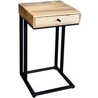 Jaipur Furniture Ltd Ravi Iron Base 1 Drawer Large Side Table - Mango Wood - L35 x W35 x H60 cm - Mango Light Finish in Brown