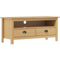 Berkfield Home TV Cabinet Hill Honey Brown 110x40x47 cm Solid Pine Wood | Size: 110 x 40 x 47 cm