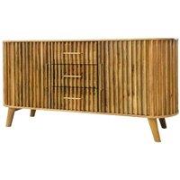 Jaipur Furniture Ltd Slated 2 Door 3 Drawer Sideboard - Mango Wood - L45 x W164 x H80 cm - Light Finish - Assembly Required in Brown