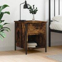 Berkfield Home Bedside Cabinet Smoked Oak 40x42x50 cm Engineered Wood in Brown | Size: 40 x 42 x 50 cm